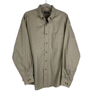 Lands' End Tan Checkered Button Down Collar Shirt Men's Large‎ 16-16.5